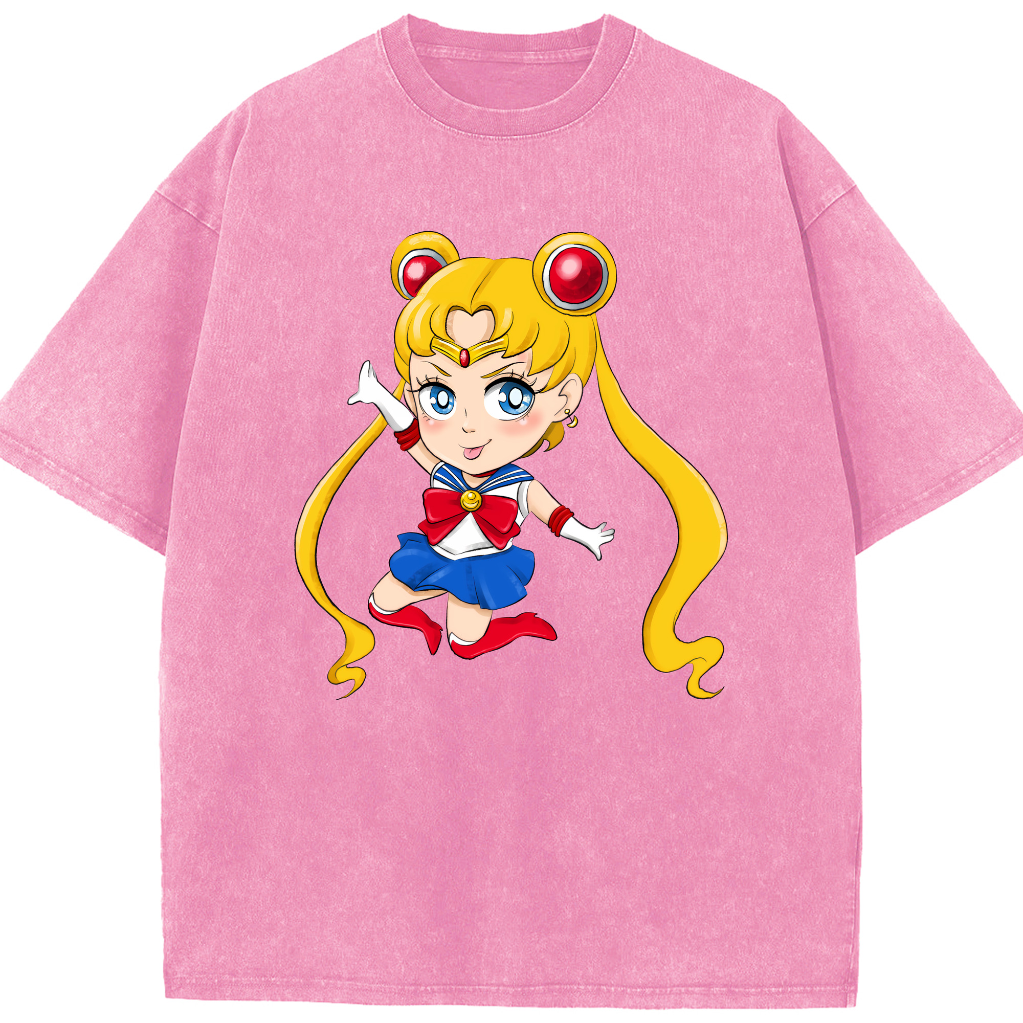 （画像用） 美少女戦士セーラームーン 月野 うさぎ つきの うさぎ Sailor Moon Tsukino Usagi 綿100% ヴィンテージ風 半袖Tシャツ（フロントプリント）